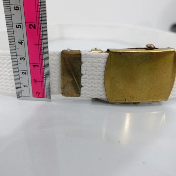Vintage Belt Women White Buckle Small Canvas Military Webbed Tactical USA‎ - Picture 6 of 11